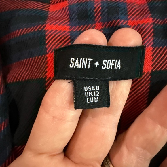 Saint + Sofia plaid organic cotton blazer, women's size 8 - Picture 8 of 10